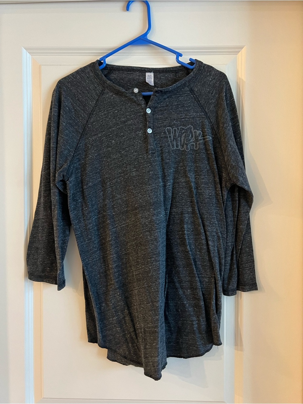 Flag Nor Fail Dark Gray Henley Long Sleeve Top